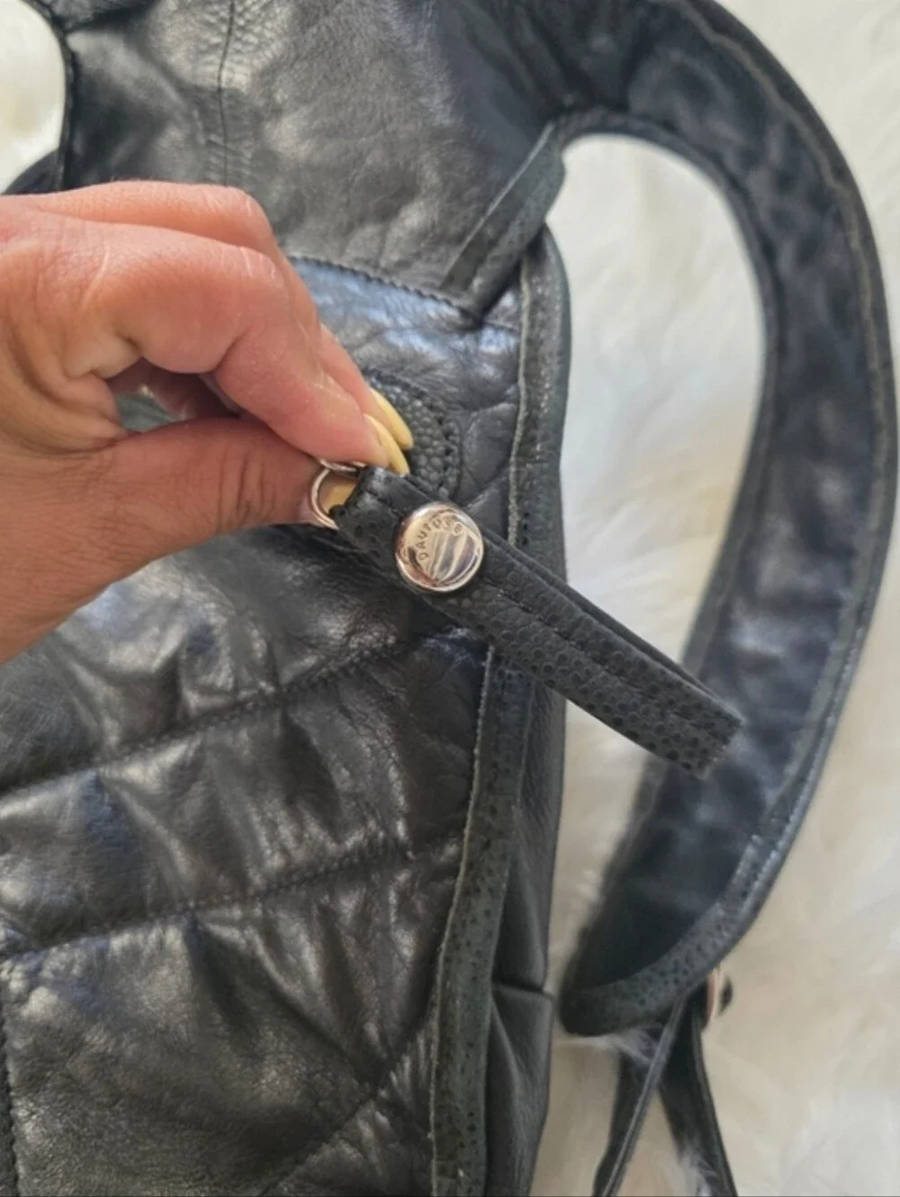 Dautore Black Quilted Backpack with Top Zipper Pocket